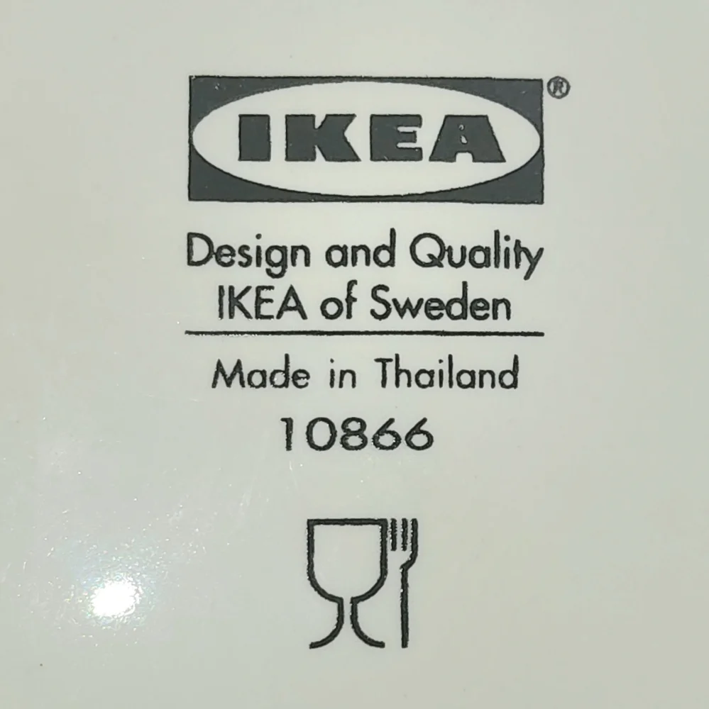 Ikea Of Sweden #10866 Ivory and Blue Floral Vine Motif 3‎ Piece Dish Set